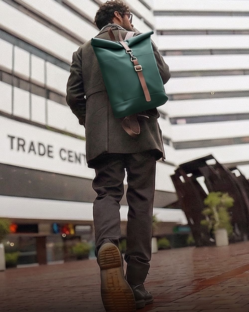 Morral ejecutivo verde en cuero vegano hecho en bogotá 