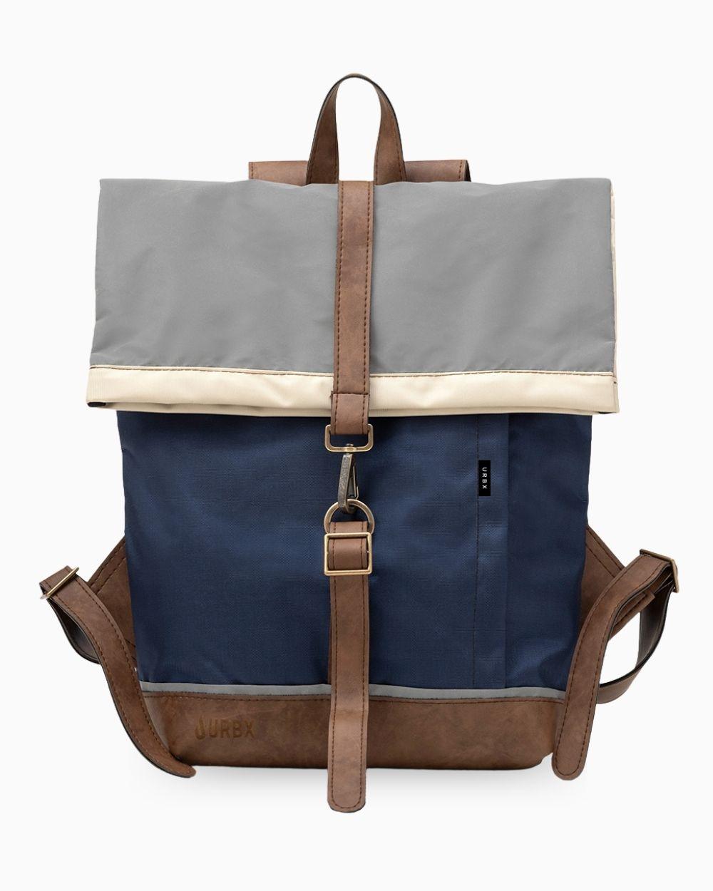 Morral de viajes Classic Azul Beige vista Frontal - urbx bags