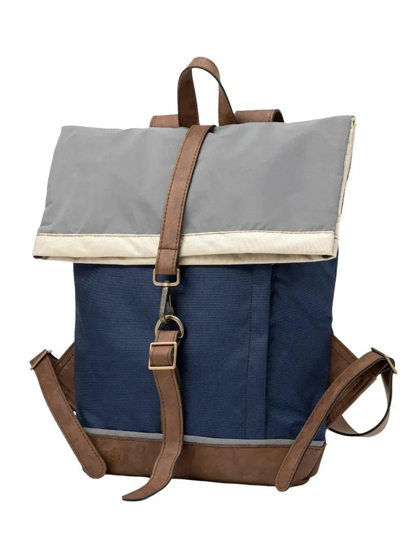 Morral de viajes Classic Azul Beige vista Lateral - urbx bags