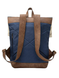 Morral de viajes Classic Azul Beige vista Trasera - urbx bags
