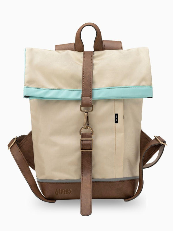 Morral de viajes Classic Beige Menta vista Frontal  - urbx bags