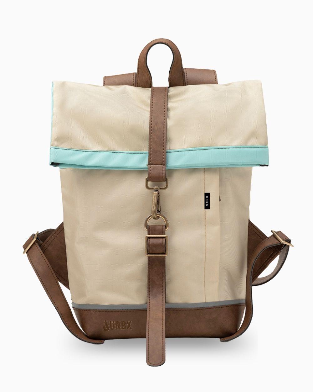 Morral de viajes Classic Beige Menta vista Frontal  - urbx bags
