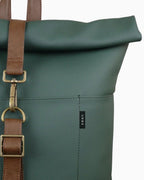Morral ejecutivo Runway Verde vista Detalle Esquina - urbx bags
