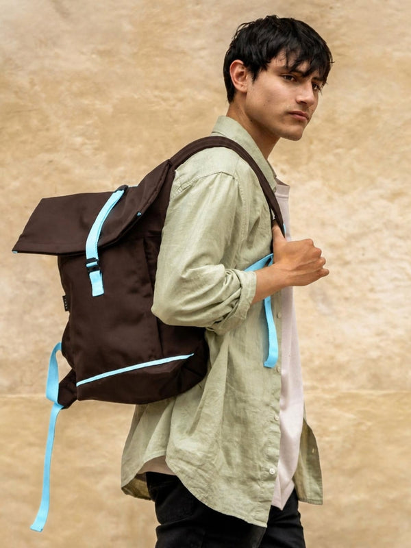 Morral universitario Active marrón celeste